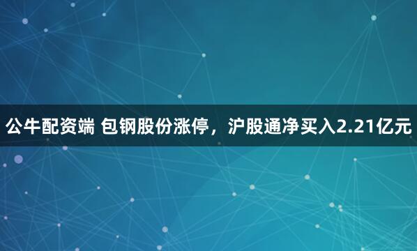 公牛配资端 包钢股份涨停，沪股通净买入2.21亿元